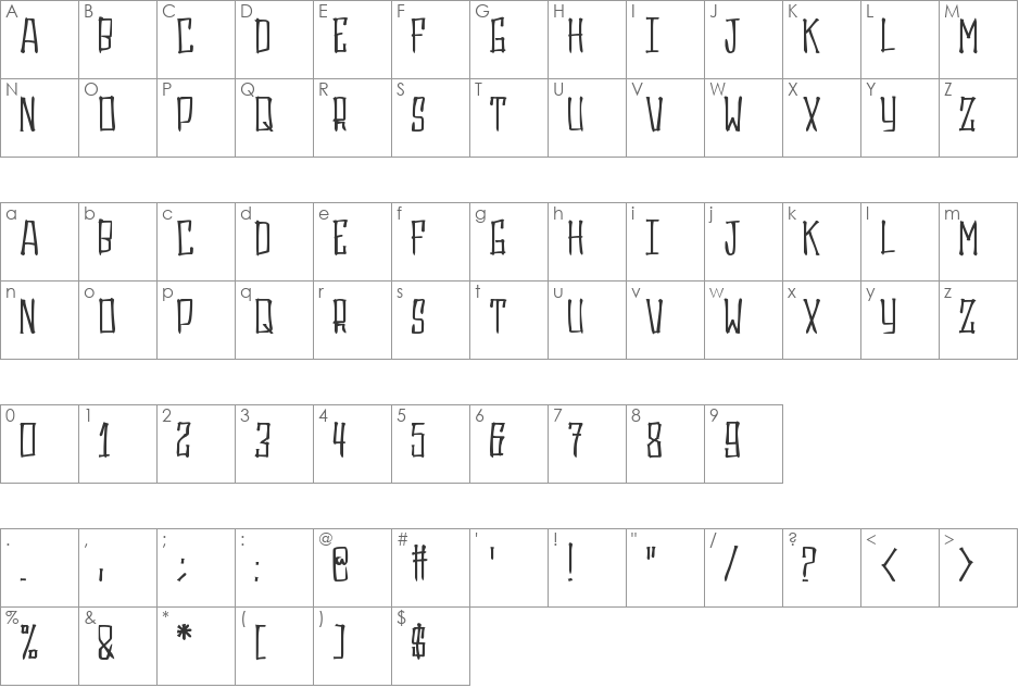Gasrux font character map preview