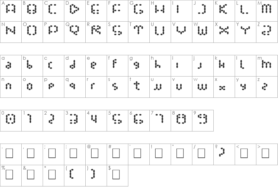 Gathora font character map preview