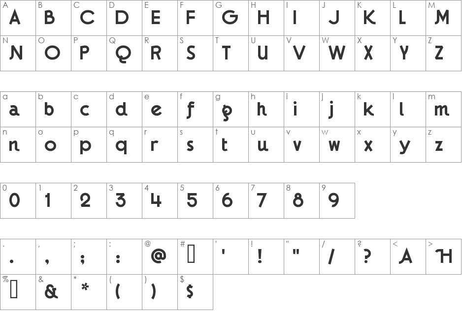 Gaumont font character map preview