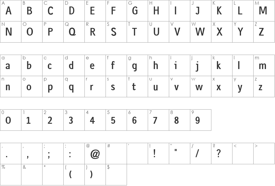 gausshauss font character map preview