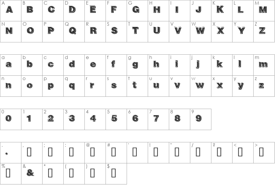 GautsMotelUpperLeft font character map preview