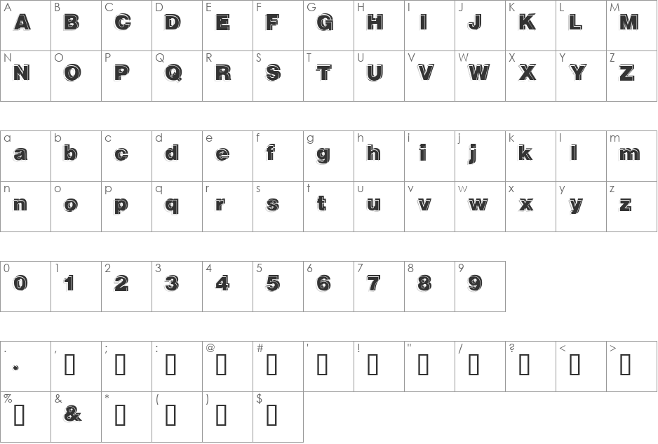GautsMotelUpperRight font character map preview