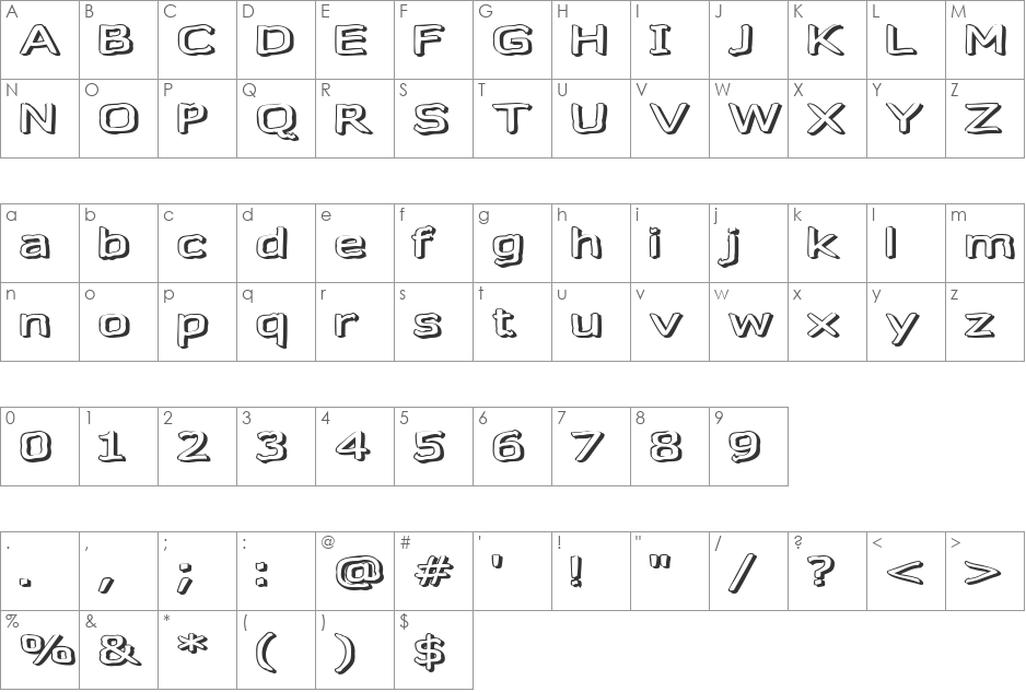 Gazzarelli font character map preview