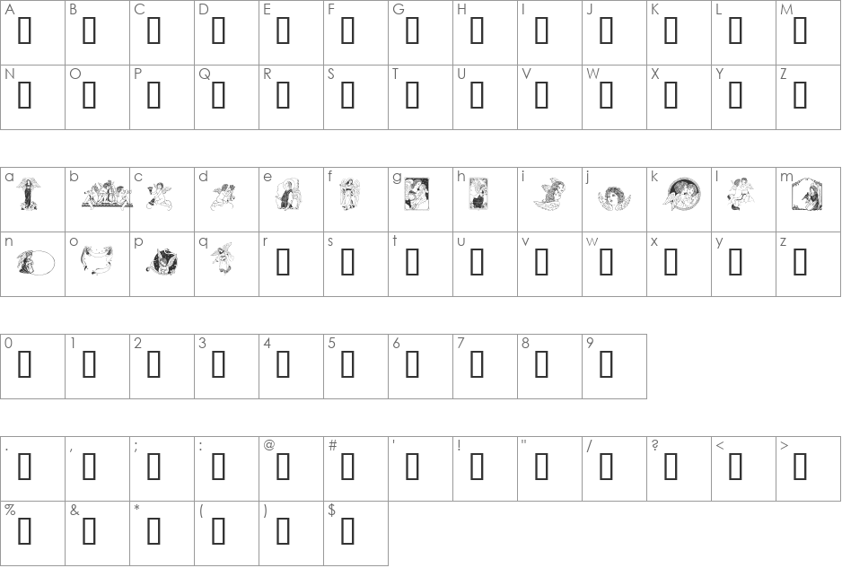 GE Angels I font character map preview