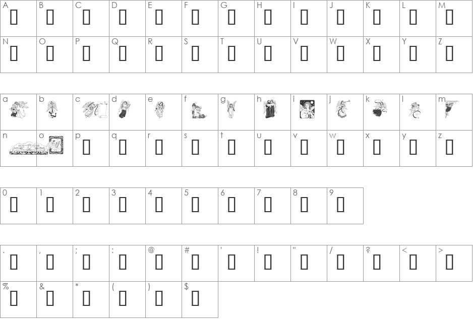 GE Angels II font character map preview