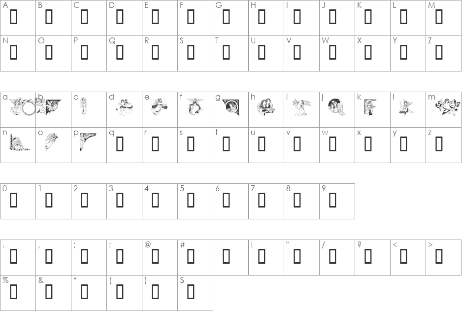 GE Angels III font character map preview