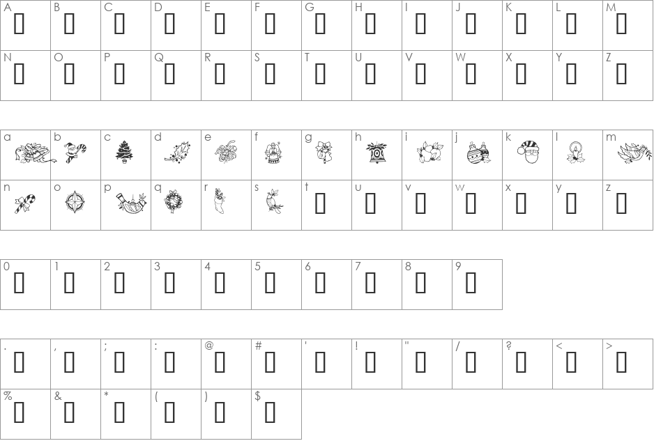 GE Christmas Joy font character map preview