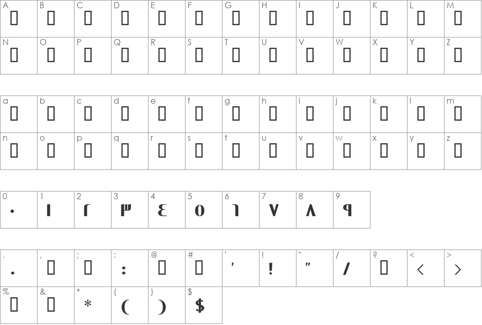 GE Contrast Bold font character map preview