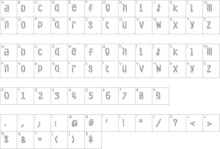 Antibiotech font character map preview