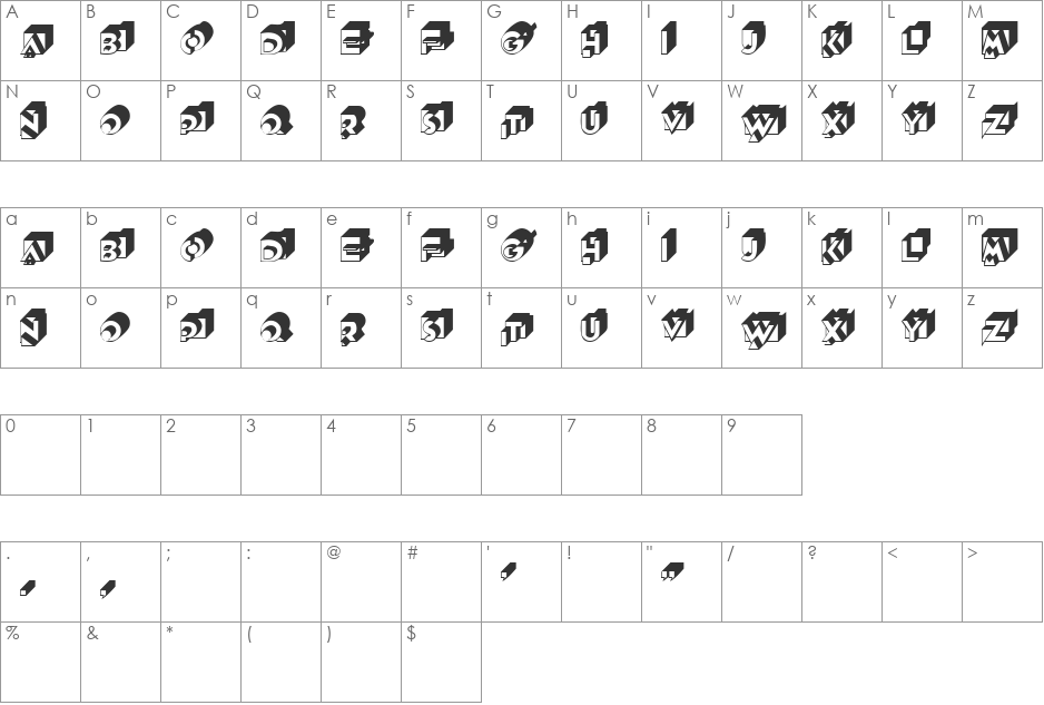 GE Dimensions font character map preview