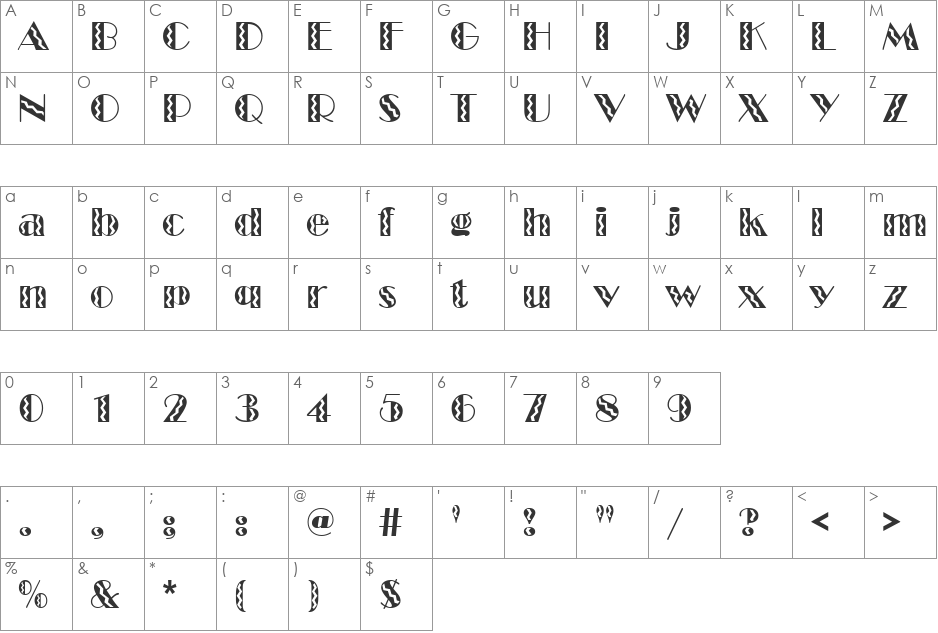 GE Fiesta Marquee font character map preview