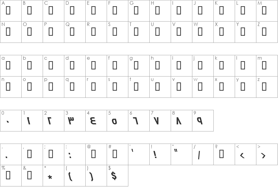 GE Flow font character map preview