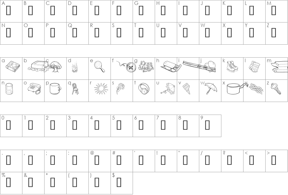 GE Grab Bag II font character map preview