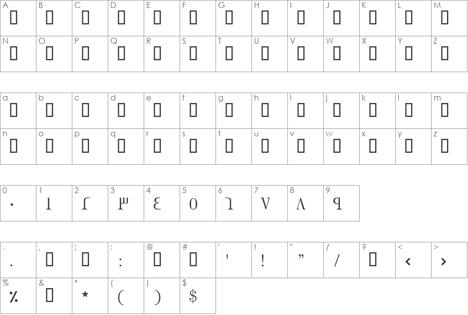 GE Hili font character map preview