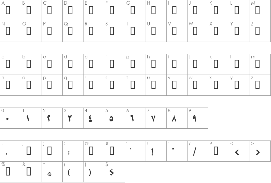 GE Jarida Heavy font character map preview