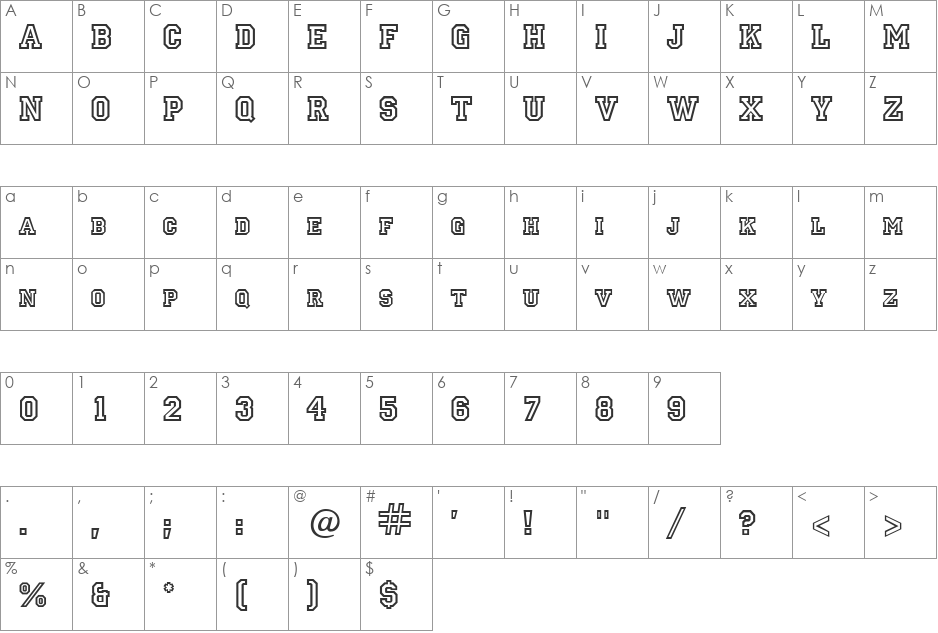 GE Letter Jacket font character map preview