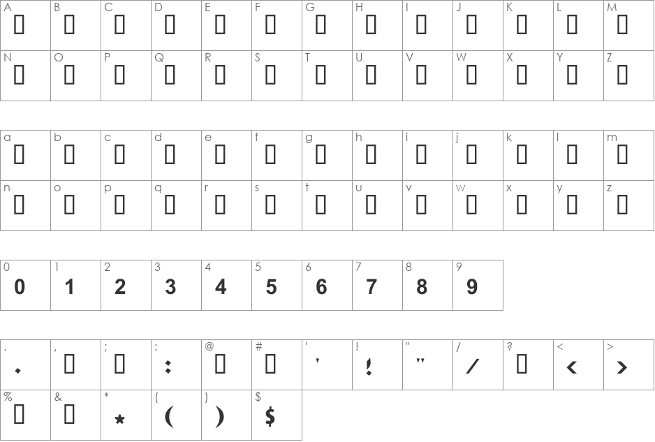 GE MB Farah Bold font character map preview