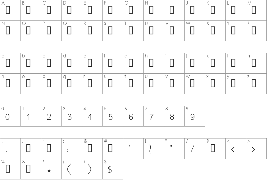 GE MB Farasha Light font character map preview