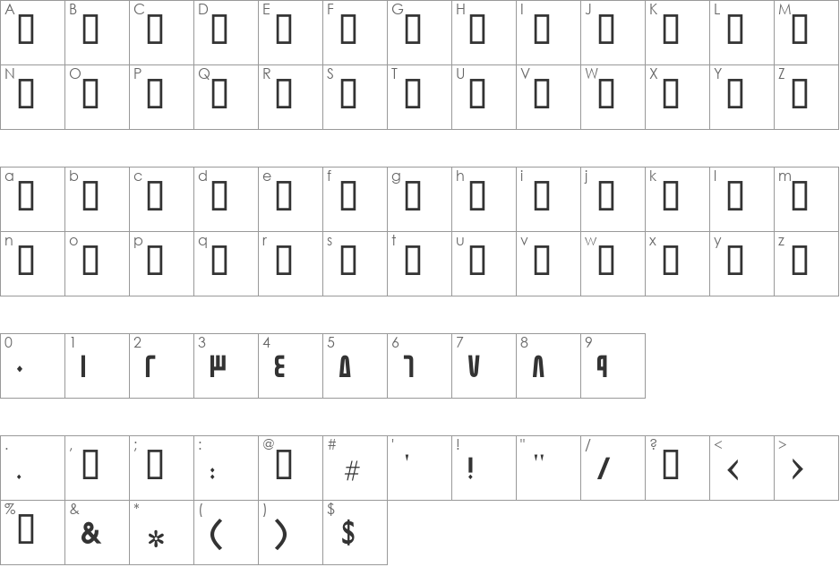 GE Modern Bold font character map preview