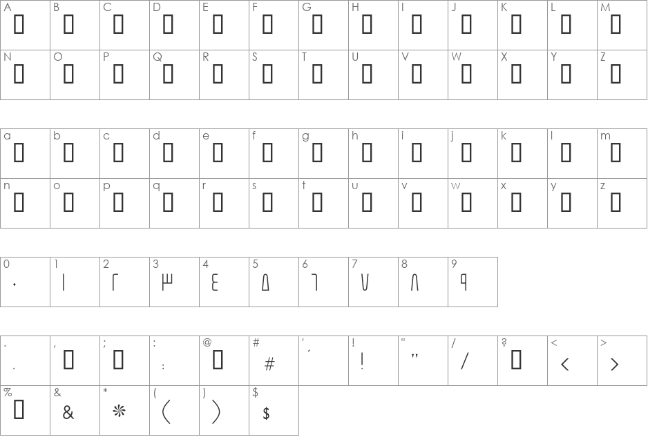 GE Modern Light font character map preview