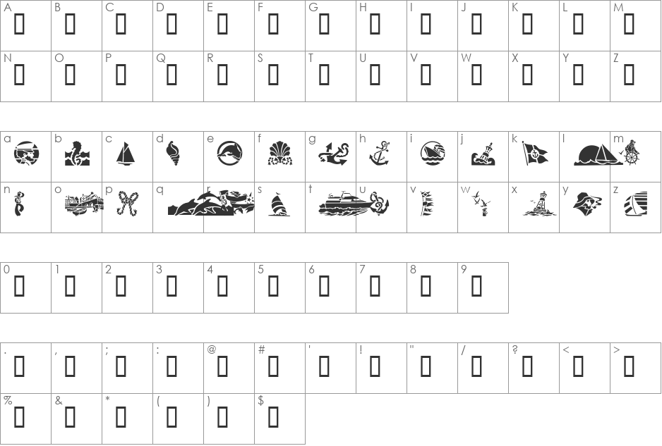 GE Nautica font character map preview