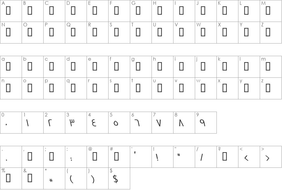 GE SS Text Italic font character map preview