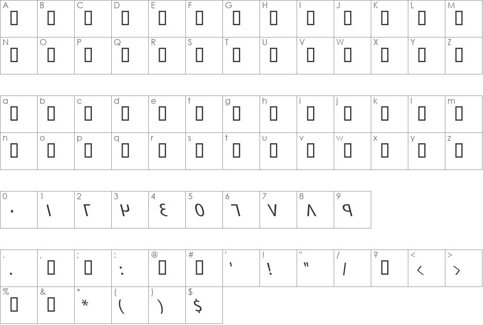 GE SS Three font character map preview