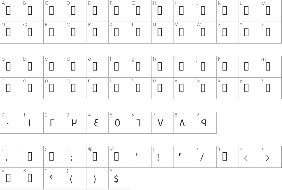 GE SS Three font character map preview