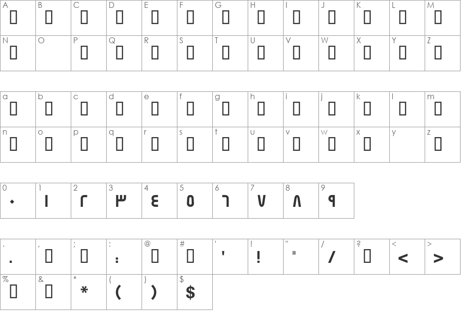 GE SS TV Bold font character map preview