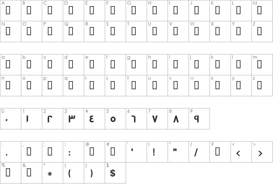 GE SS Unique Bold font character map preview