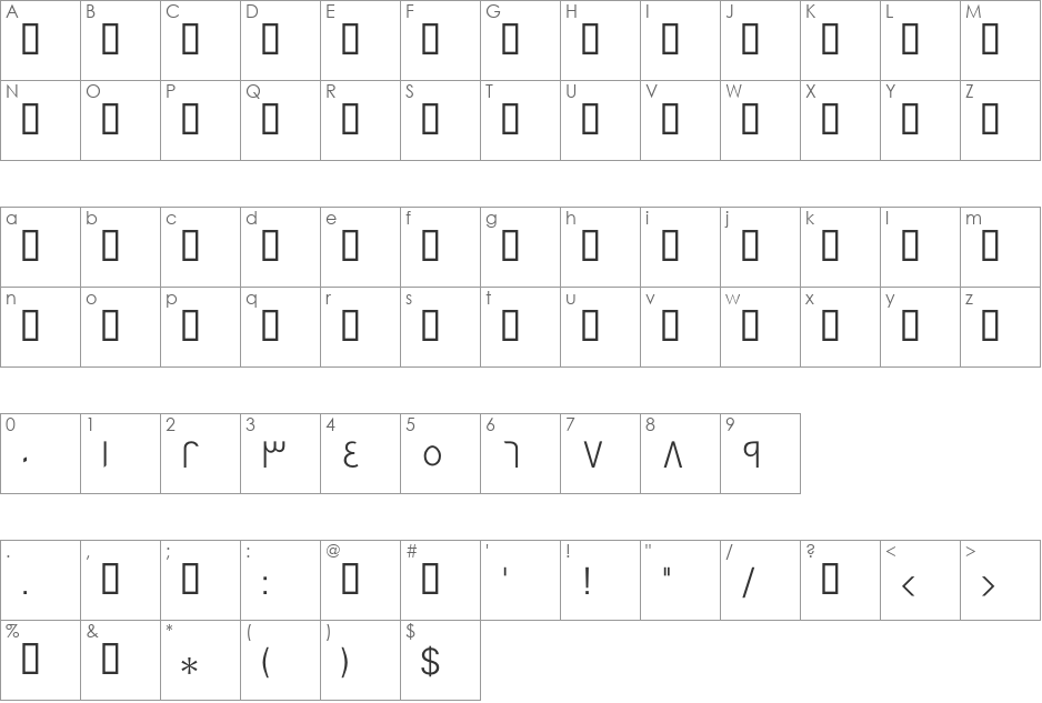 GE SS Unique Light font character map preview