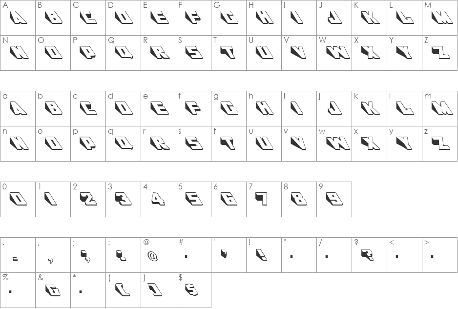 GE Wedgie font character map preview