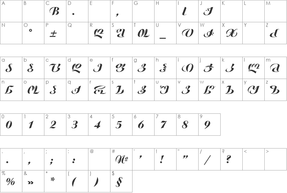 Ge-Victoria_MT font character map preview