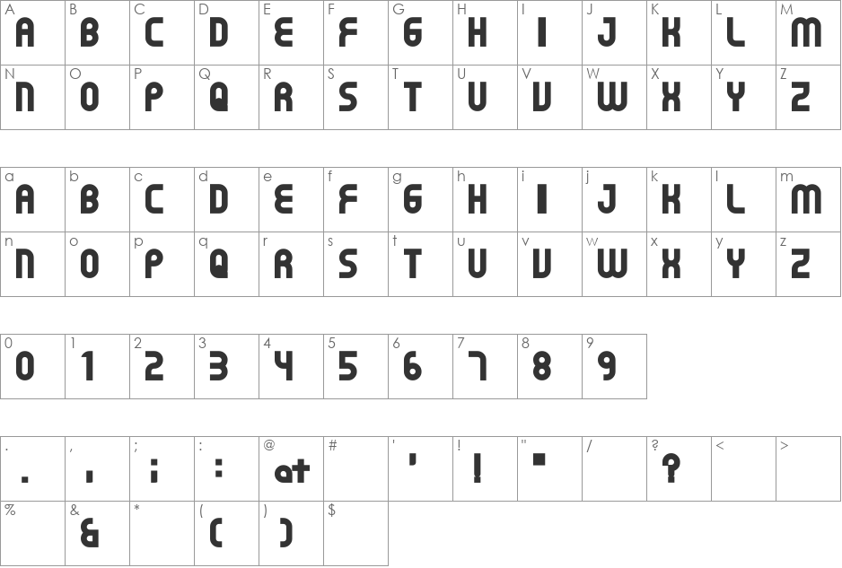 Gear Proportion font character map preview