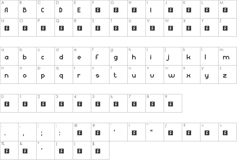 Gearbox font character map preview