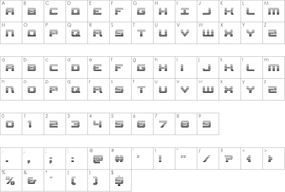 Gearhead Scanlines font character map preview