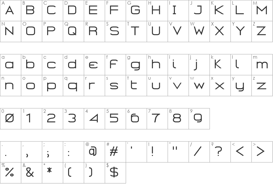 Gearus font character map preview