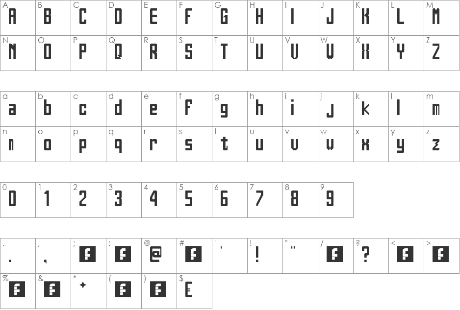 geddy62 font character map preview