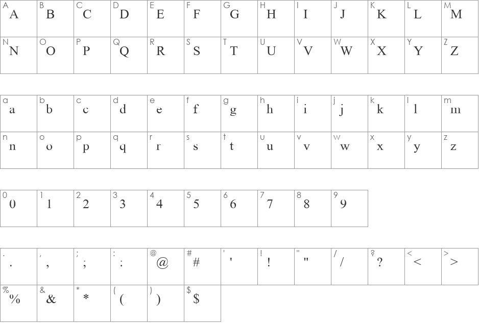 GedeaA font character map preview