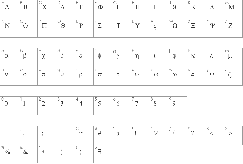 GedeaGrA font character map preview