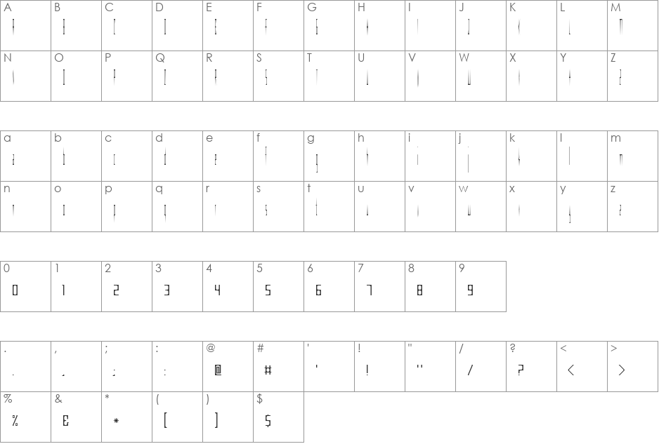 Geek font character map preview