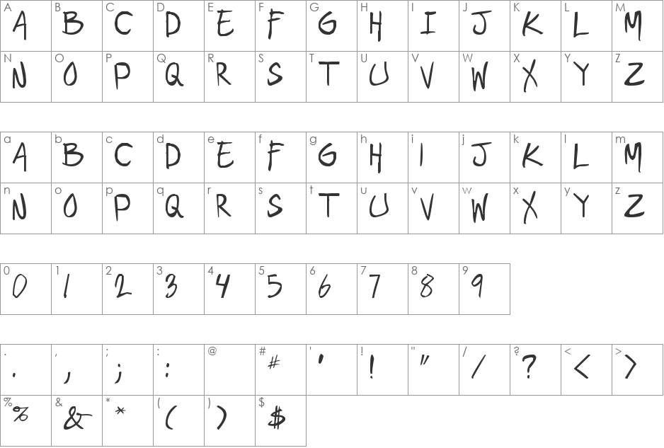 geekriot font character map preview
