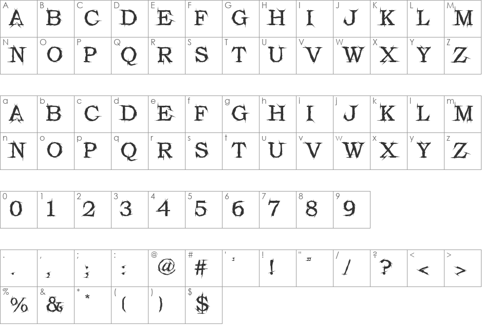 GEKRAZZE font character map preview