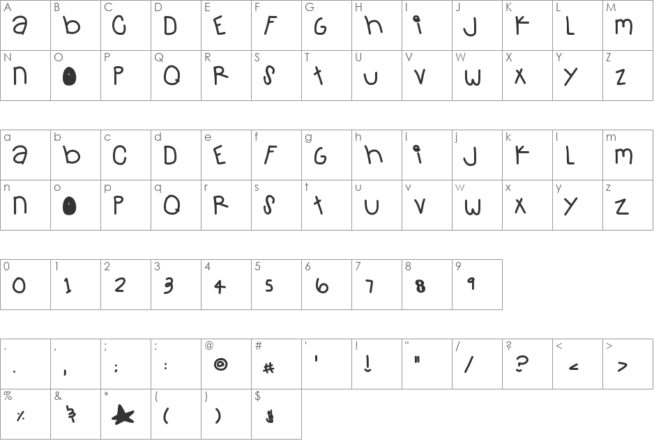 GelatoParty font character map preview