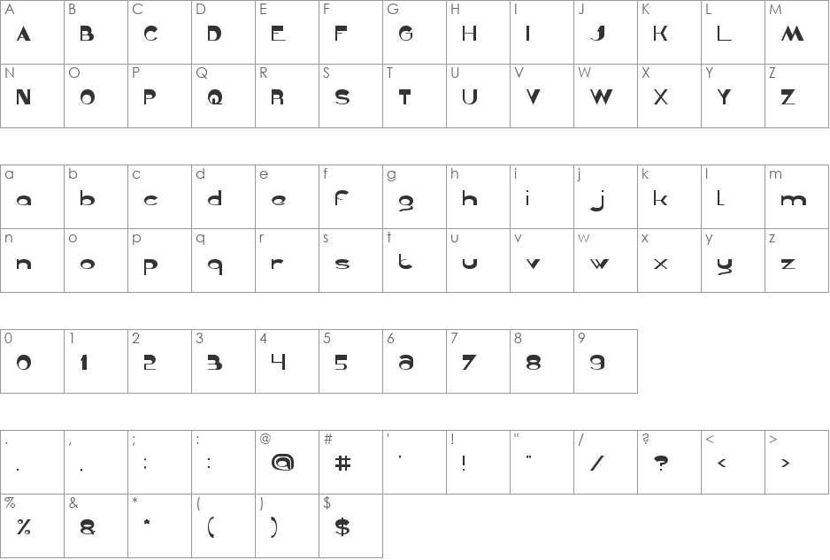 Gelombang radio font character map preview