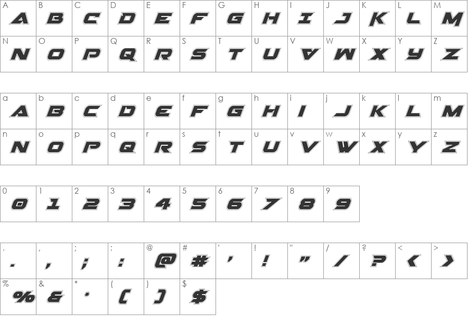 Gemina 2 Academy Italic font character map preview