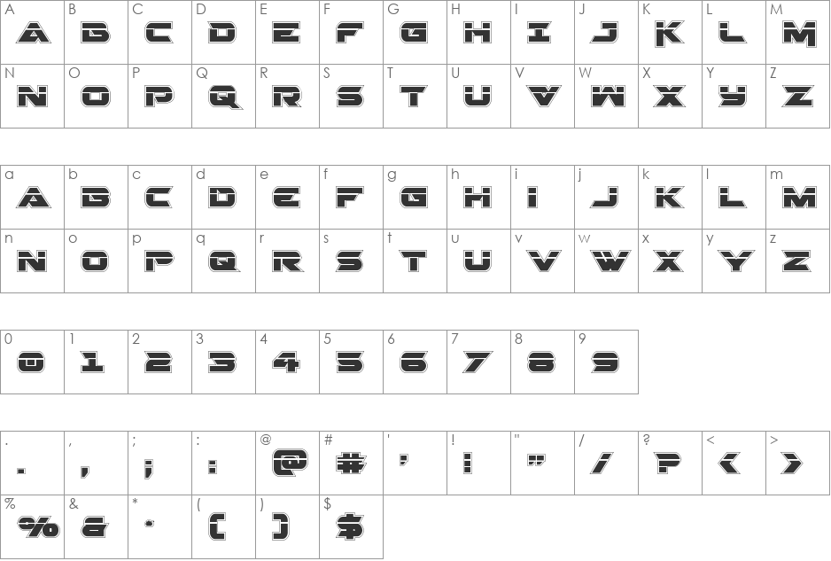 Gemina 2 Academy Laser font character map preview