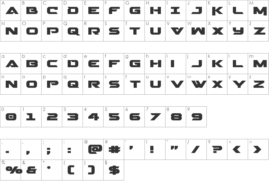 Gemina 2 Expanded font character map preview