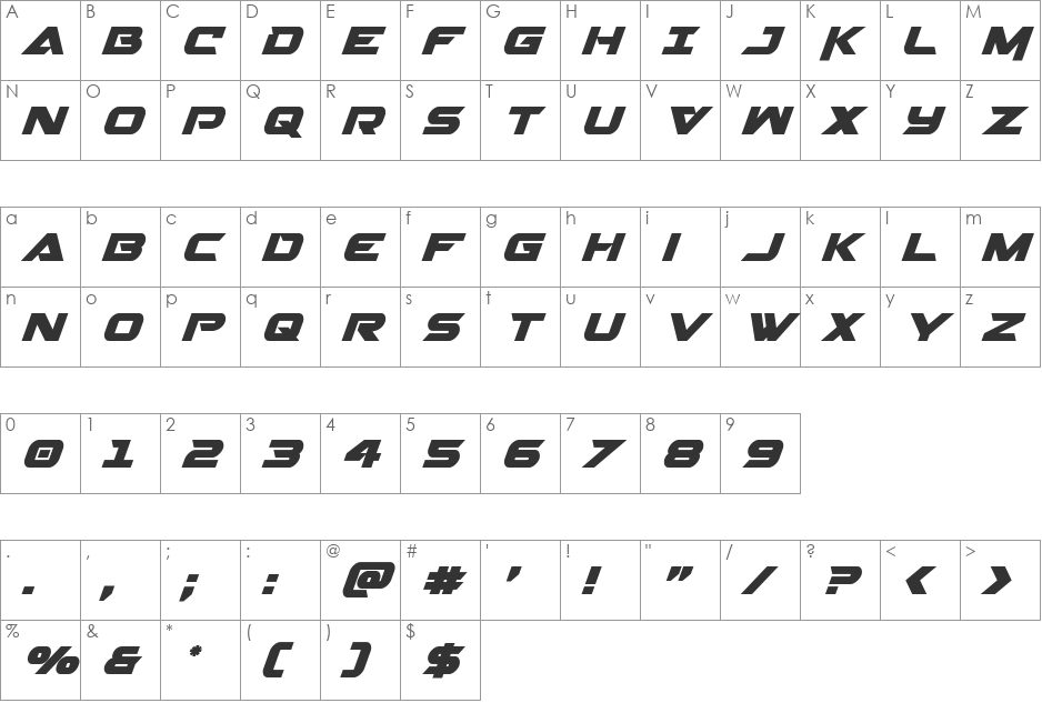 Gemina 2 Italic font character map preview