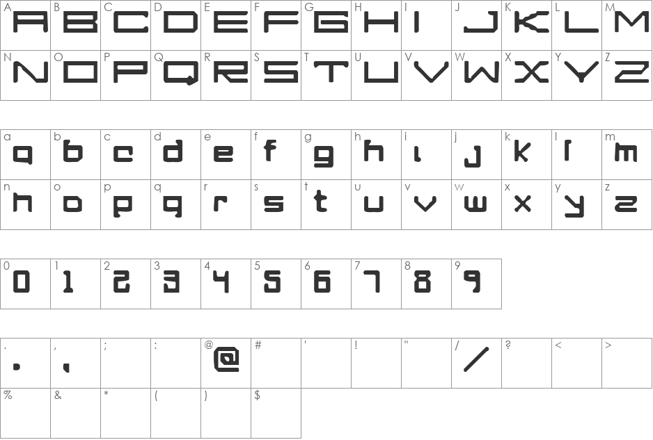 A Perfect Drowning font character map preview